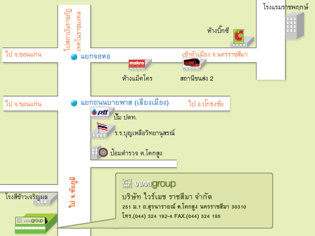 แผนที่ บริษัท ไวร์เมชราชสีมาจำกัด